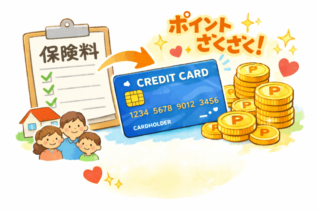 保険料をクレジットカードで支払いポイントが貯まるイメージ